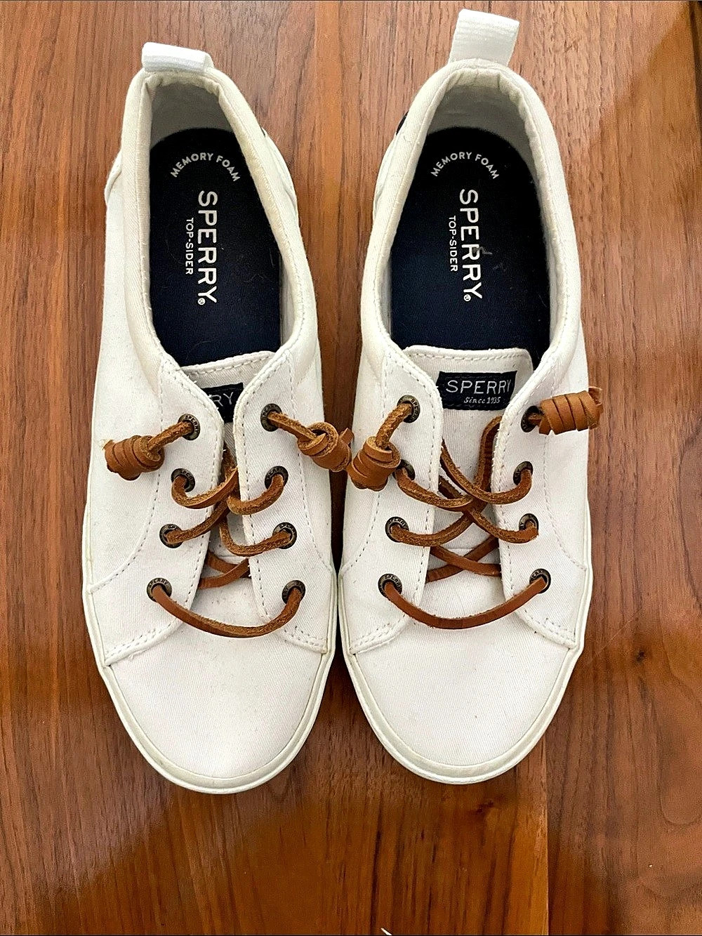 Sperry Crest Vibe Canvas Sneaker Women's White & Brown US 7.5 W